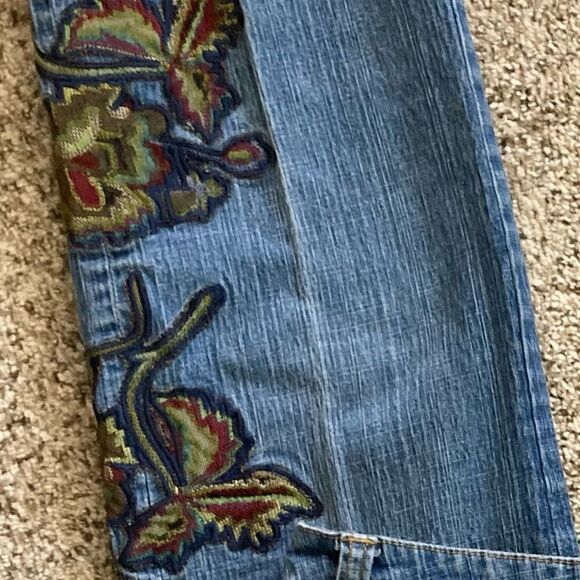 Arden B Vintage Y2K Embroidered Straight Leg Jeans Size 2 Floral Denim - Picture 7 of 9